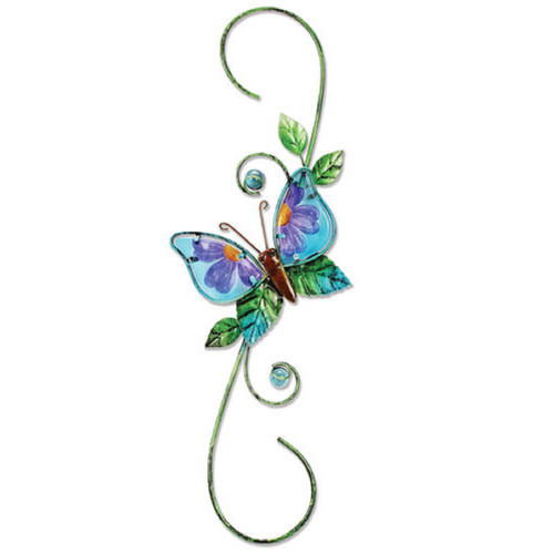 Butterfly Metal and Glass Decorative Hook
