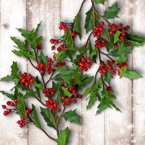 32" Red and Green Holly Berry Artificial Christmas Spray