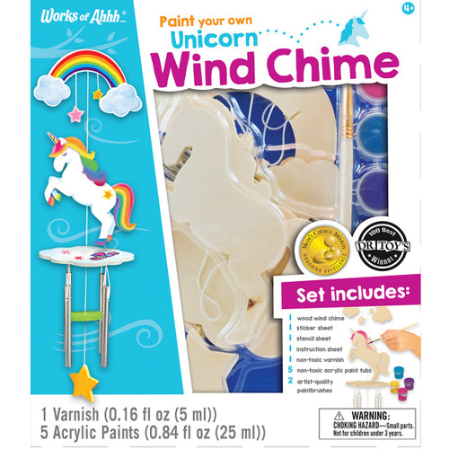 Works of Ahhh Unicorn Wind Chime Wood Paint Kit