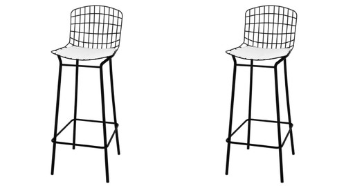Manhattan Comfort Madeline Set Of 2 Barstool In Black And White 2-198AMC4