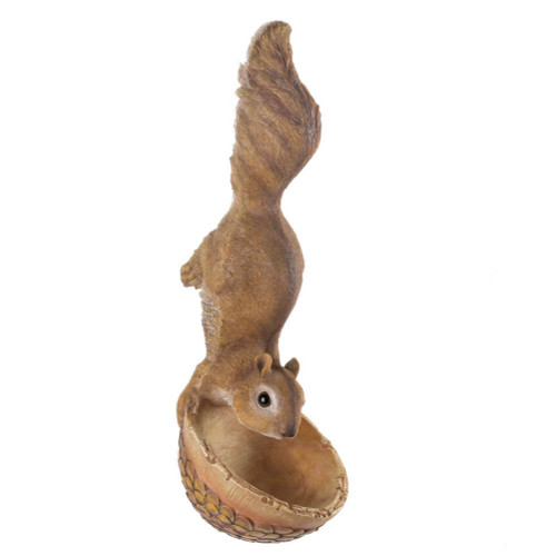 13" Brown and Black Scurrying Squirrel Outdoor Bird Feeder