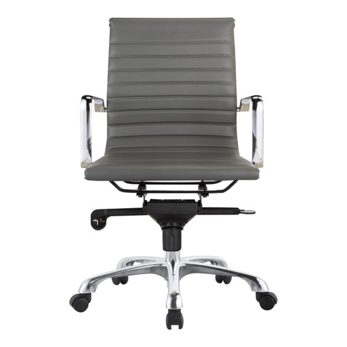 Moe's Home Studio Low Back Grey Vegan Leather Swivel Office Chair ZM-1002-29