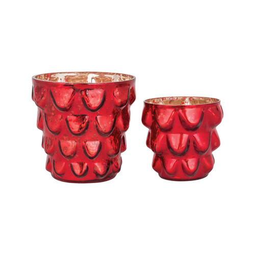 Pomeroy Pinehurst Glass Candle Holder Set Of 2 In Antique Red Finish 395123/S2