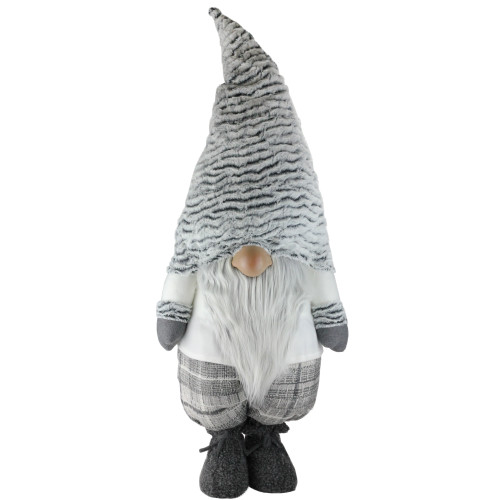 39.25" Gray and White Oversized Gnome Cloth Table Top Decoration