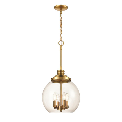 Elk Chandra 4-Light Pendant In Burnished Brass With Clear Glass 46834/4