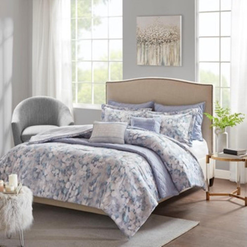 Madison Park Full Queen 8 Piece Seersucker Comforter And Coverlet Set MP10-6157