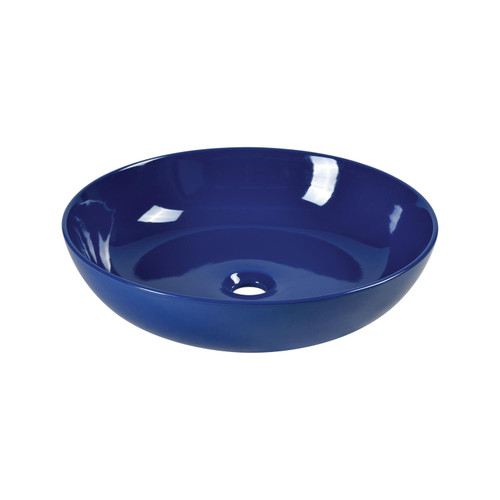RYVYR Round Ceramic Vessel Sink In Blue Finish CVE187RDBL