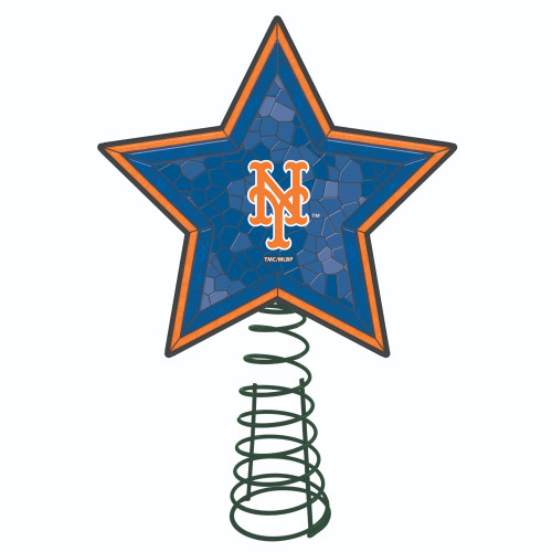 10" Lighted Orange and Blue Star MLB New York Mets Christmas Tree Topper