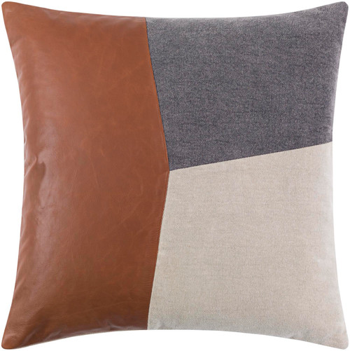 Surya Branson Square Pillow Kit With Dark Brown And Tan Finish BSN002-2020D