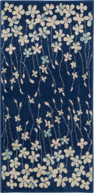 Nourison Tranquil 2' X 4' Navy Area Rugs 099446484383