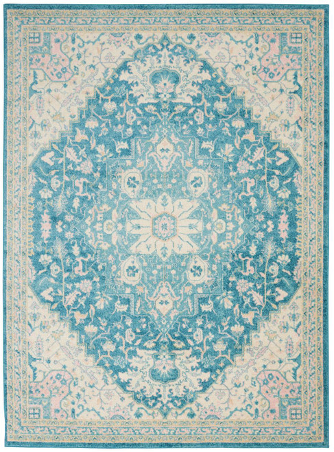 Nourison Tranquil 6' X 9' Ivory And Turquoise Area Rugs 099446485779