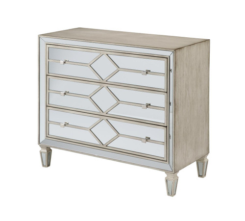 Coast To Coast Glam Three Drawer Chest With Burnished Ivory Finish 55630