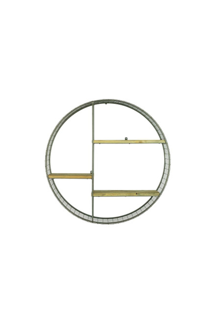 Kalalou Industrial Round Wire Mesh And Recycled Wood Shelving Unit CQ7541