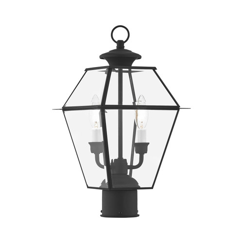 Livex Lighting 2 Light Solid Brass Outdoor Post Top Lantern With Black 2284-04