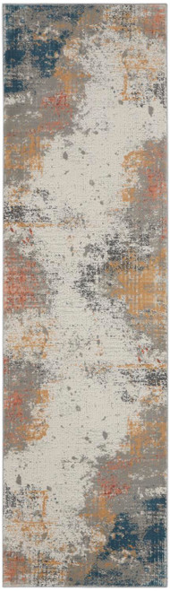 Nourison Rustic Textures Grey And Blue 2'2" x 7'6" Area Rug 099446799159