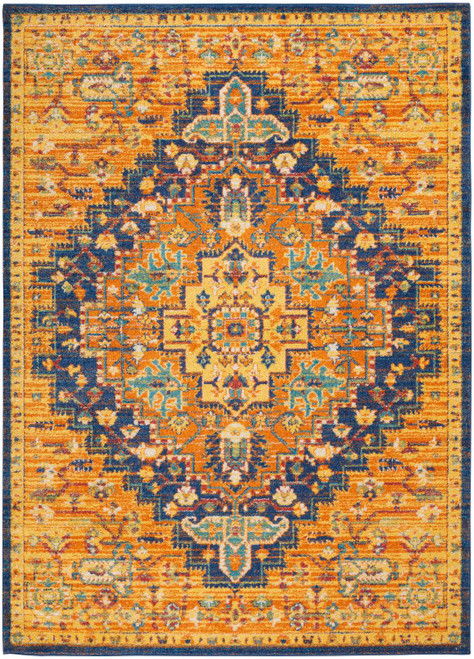 Nourison Allur Orange Multicolor 5'3" x 7'3" Area Rug 099446838438
