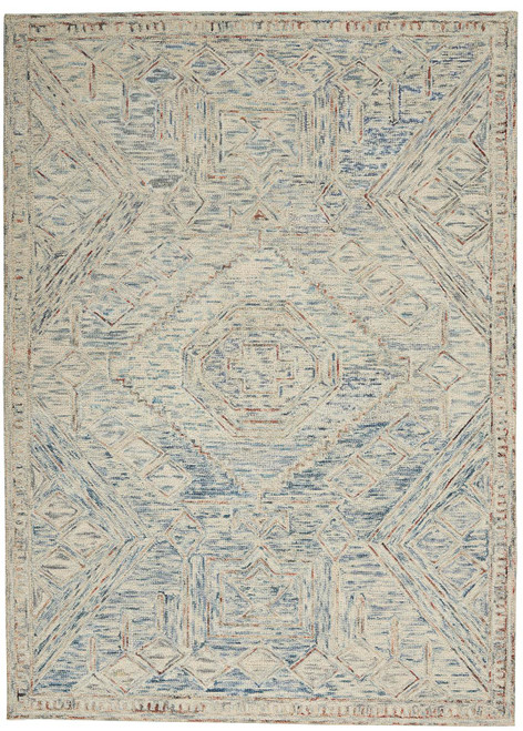 Nourison Linked Blue And Multi 5' x 7'6" Area Rug 099446789310