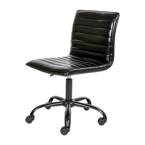 Flash Furniture Armless Black Ribbed Swivel Task Office Chair DS-512B-BK-BK-GG