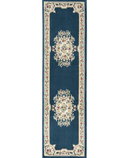 Nourison Aubusson Navy 2'2" x 12' Area Rug 099446844941
