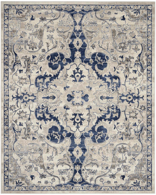 Nourison Cyrus Persian 7'10" x 9'10" Rectangle Rug In Ivory Blue 099446796165