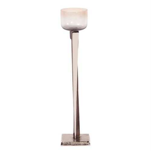 Howard Elliott Ombre Glass Candle Holder On Aluminum Base 51337