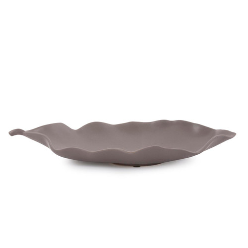 Howard Elliott Matte Gray Ceramic Leaf Tray 34213