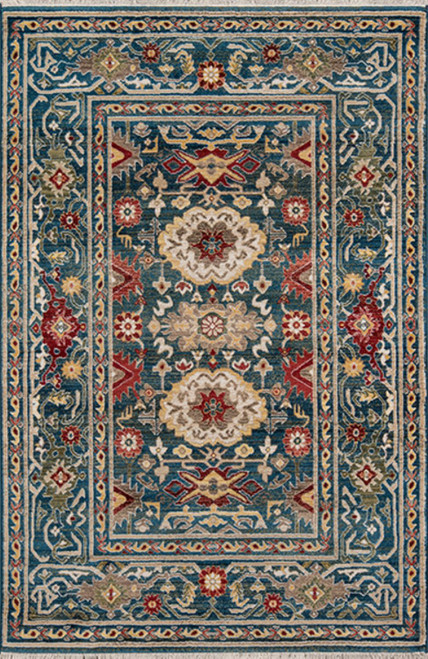Momeni Traditional Lenox 5' X 5' Round Area Rugs With Blue LENOXLE-03BLU500R