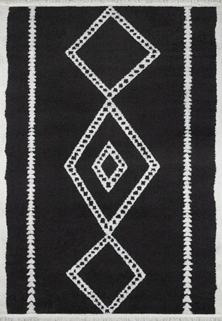 Momeni Contemporary Monaco 2'3" X 7'6" Runner Rug With Black MONACMOA-7BLK2376