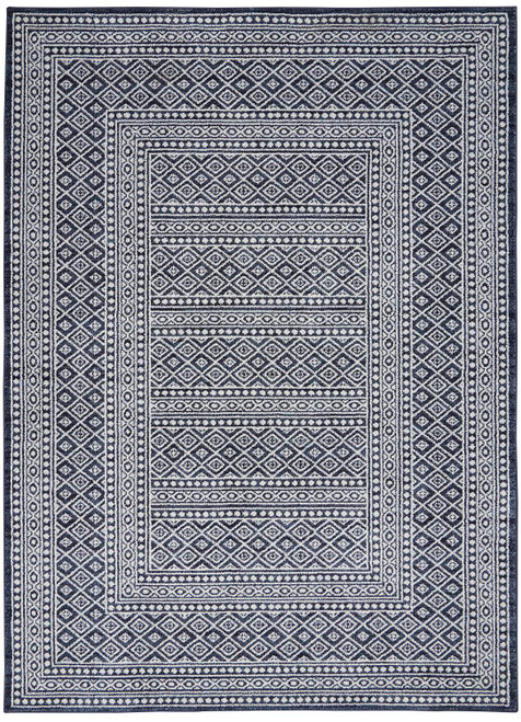 Nourison Royal Moroccan Rectangle 4' x 6' Navy And Grey Area Rug 099446721600