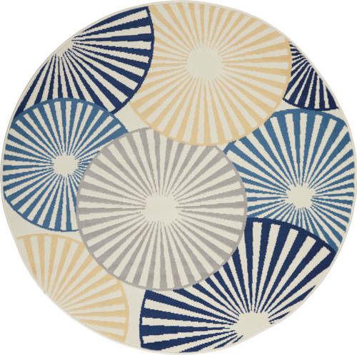 Nourison Grafix Contemporary White Area Rug (5'3"XROUND)