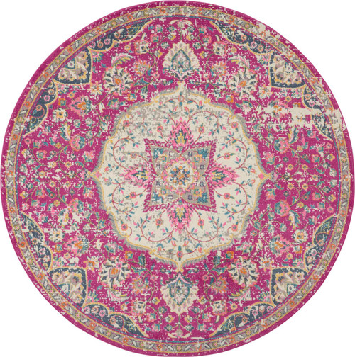 Nourison Passion Round 5'3" Pink Area Rug 099446717702