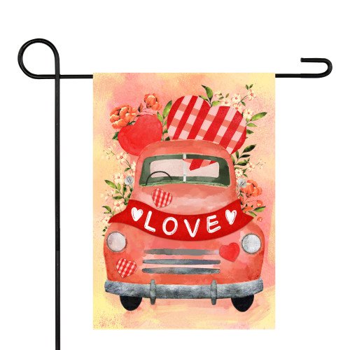 Love Banner and Vintage Car Garden Flag 12.5" x 18"