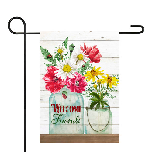 Welcome Friends Spring Bouquet Outdoor Garden Flag 12.5" x 18"