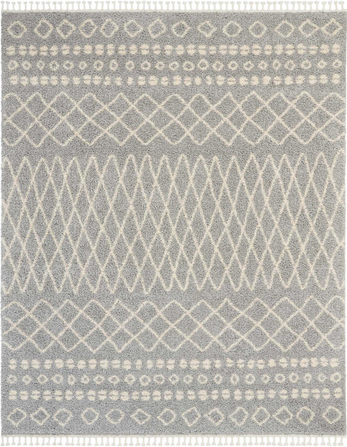Nourison Moroccan Shag Rectangle 7'10" x 10'6" Silver Area Rug 099446462367