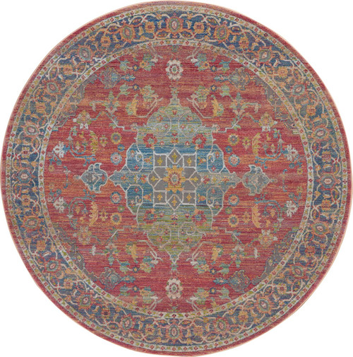 Nourison Global Vintage 6' Round Multicolor Persian Area Rug 099446457745