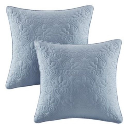 Madison Park Quebec 20X20" Quilted Square Pillow Pair in Blue Finish MP30-3407