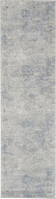 Nourison Rustic Textures Ivory and Slate Blue 8' Runner Area Rug 099446496409