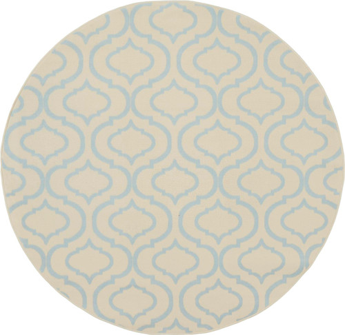 Nourison Jubilant White and Blue 5' Round Area Rug 099446479822