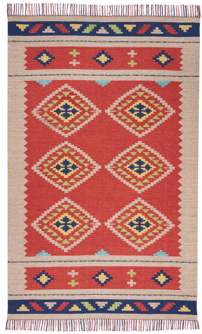 Nourison Baja Area Rug, 3'6" x5'6, RED/BGE
