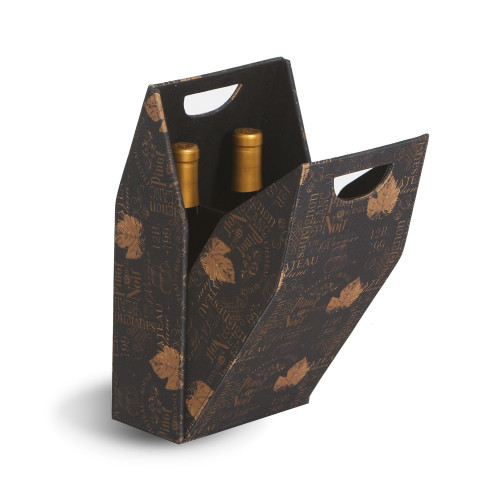 15" Dark Gray and Gold Double Bottle Box