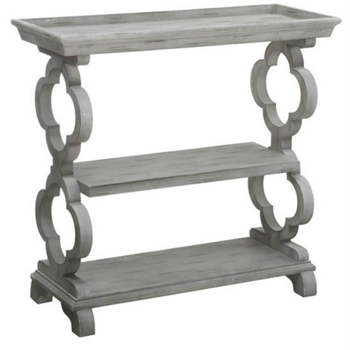 Crestview Chelsea Tray Top Grey Quatrefoil Console Table CVFZR2238