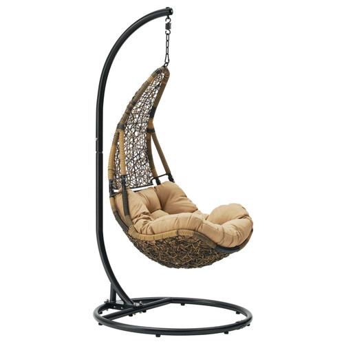 Modway Abate Black Mocha Patio Swing Chair With Stand EEI-2276-BLK-MOC-SET