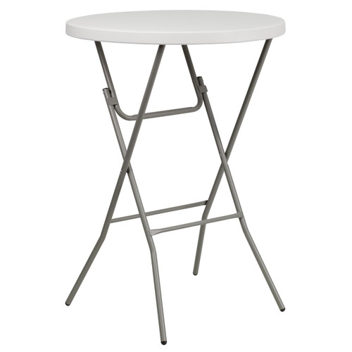 Flash Furniture 32'' Round Granite White Plastic Bar Height Folding Table