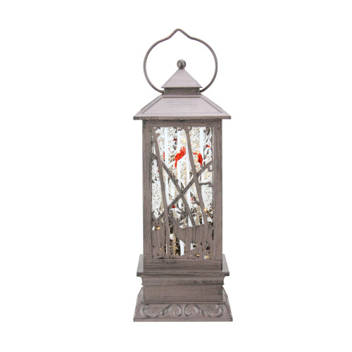 11" Deer with Cardinals LED Lighted Christmas Lantern