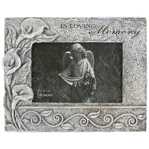4.25" Gray "In Loving Memory" Memorial Floral Picture Frame