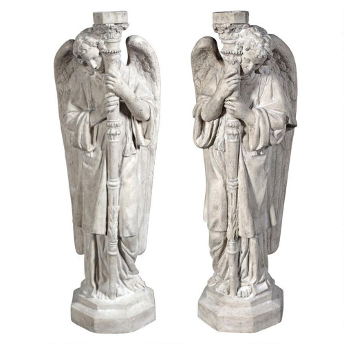 38" Gray Padova Guardian Outdoor Garden Angel Statues