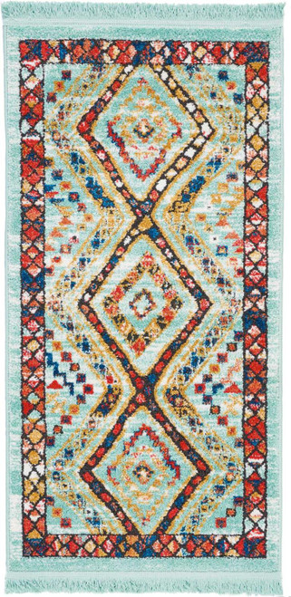 Nourison Tribal Decor 2'2" X 4'3" Rectangle Area Rugs In Aqua 099446402677