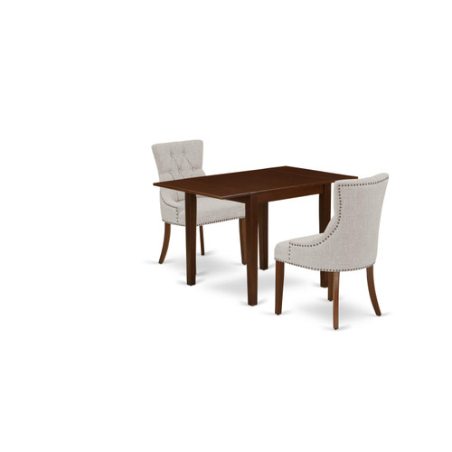 East West Furniture Norden Wood 3-Piece Parson Dining Set NDFR3-MAH-05
