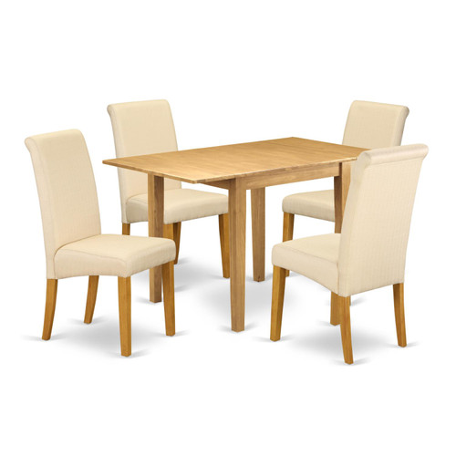 East West Furniture Norden Wood 5-Piece Parson Dining Set In Oak NDBA5-OAK-02