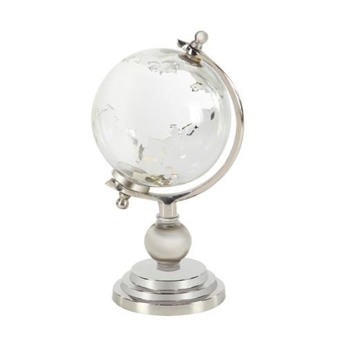 Zimlay Eclectic Silver Glass And Aluminum Globe Decor 52480